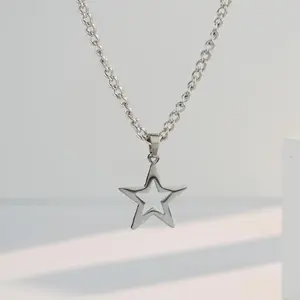 Titanium Star Necklace for Y2K Style Durable Lightweight with Unique Star Pendant Edgy Nostalgic Polished Finish Trendy Fashion Looks