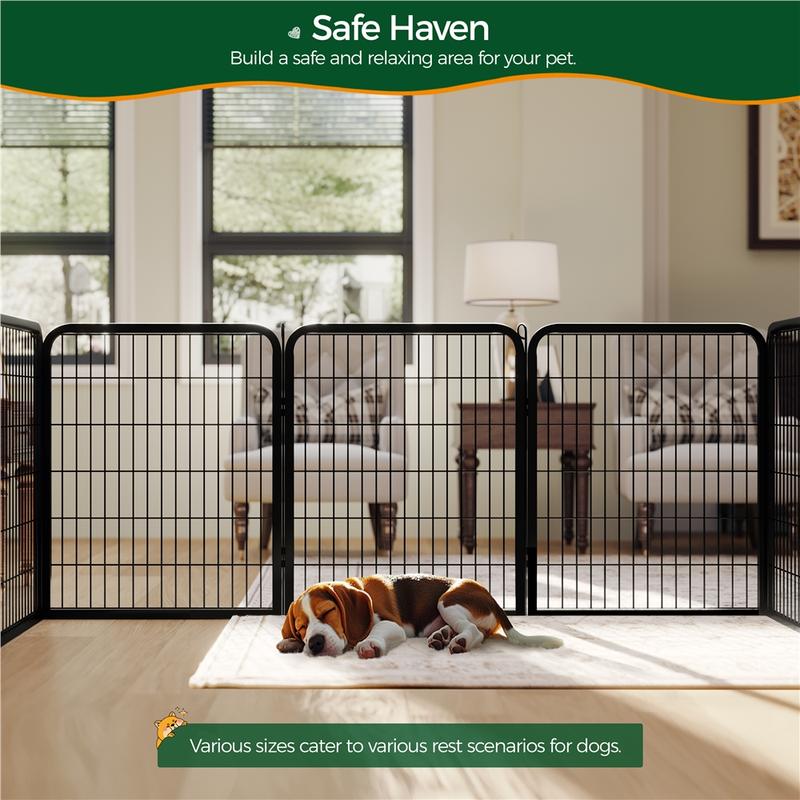 【Valentine Gift】Yaheetech Dog Playpen 6/8/12/16 Panels Metal Pet Playpen, Outdoor Indoor Dog Exercise Barrier Fence, 24/32/40/47 inch