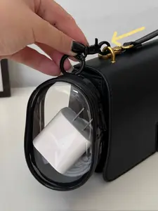 Transparent PVC Mini Data Cable Organizer Bag, Portable Earphone Storage Box, Keychain Doll Holder, Women's Handbag Decoration, Earbuds Gift