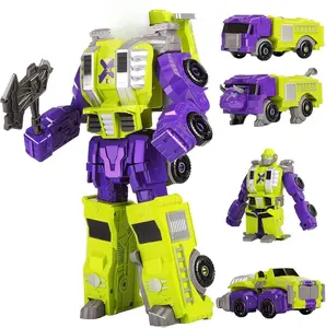 Toddler Robot Vehicles Set - 4Pcs Transforming Robots Toys for Kids - Magnetic Toys with Sturdy Connectors, Easy DIY Assembly Function - 4-in-1 Educational STEM for 3 4 5 6 Year Old Boys cognitive ability Green Dishwasher-Safe Car Carrier