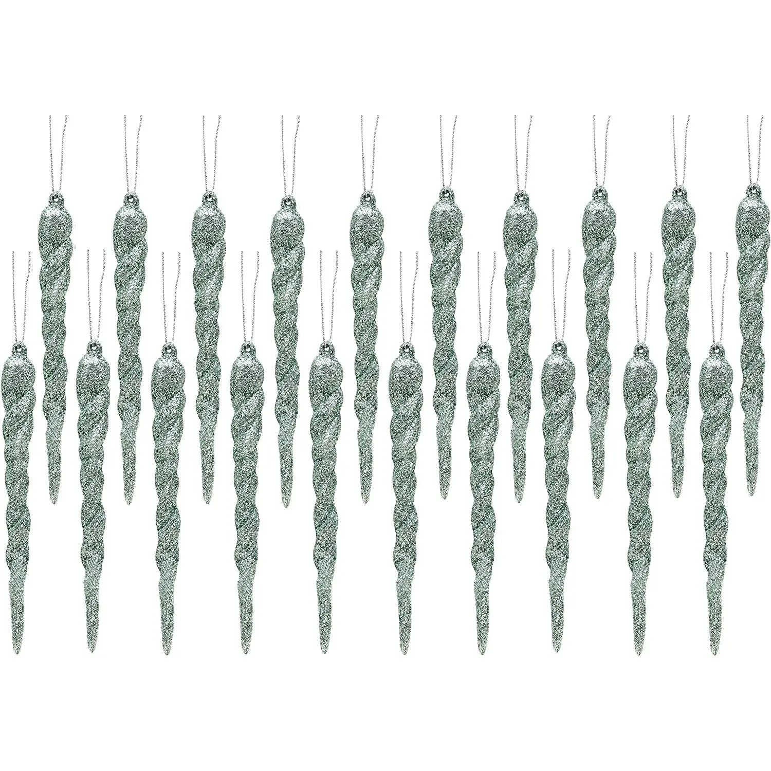 Christmas Concepts 12Cm Glitter Icicle Decorations - Luxury Christmas Tree Trims (Mint Green, Pack of 20)