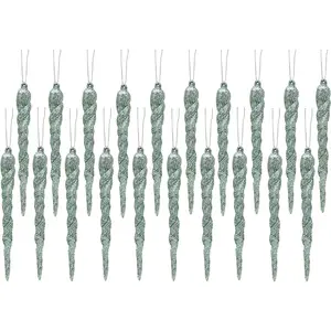 Christmas Concepts 12Cm Glitter Icicle Decorations - Luxury Christmas Tree Trims (Mint Green, Pack of 20)