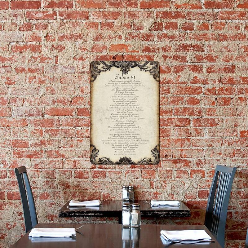 Vintage Spanish Psalm 91 Metal Sign Christian Wall Art Religious Home Decor