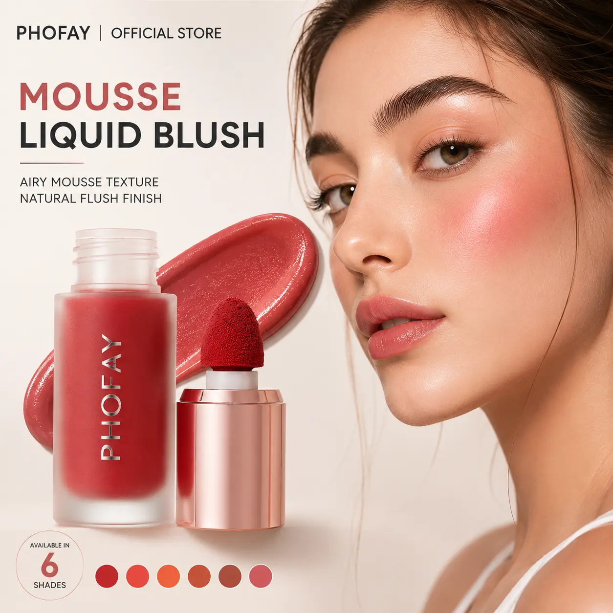 PHOFAY [New Arrival Sale]Color Charm Liquid Blush Liquid Mousse Blush Makeup Viral Blush for Women Soft Matte Cream Cheek Tint with Cushion Sponge Applicator Natural Rosy Flush Color Long Wear Non Fading Formula Lightweight Non Greasy Texture Easy Blend