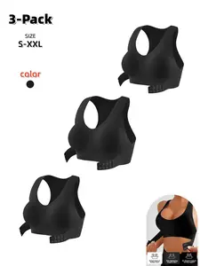 Women's Wireless No Underwire Bra, Adjustable Back Closure, Wide Straps High Elasticity, Removable Pads, All-Season Sports & Daily Wear