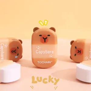 Cute Cartoon Water Pig Eraser Pencil Sharpener Combo, Portable Office Accessory, Available in Light and Dark, No Battery Needed