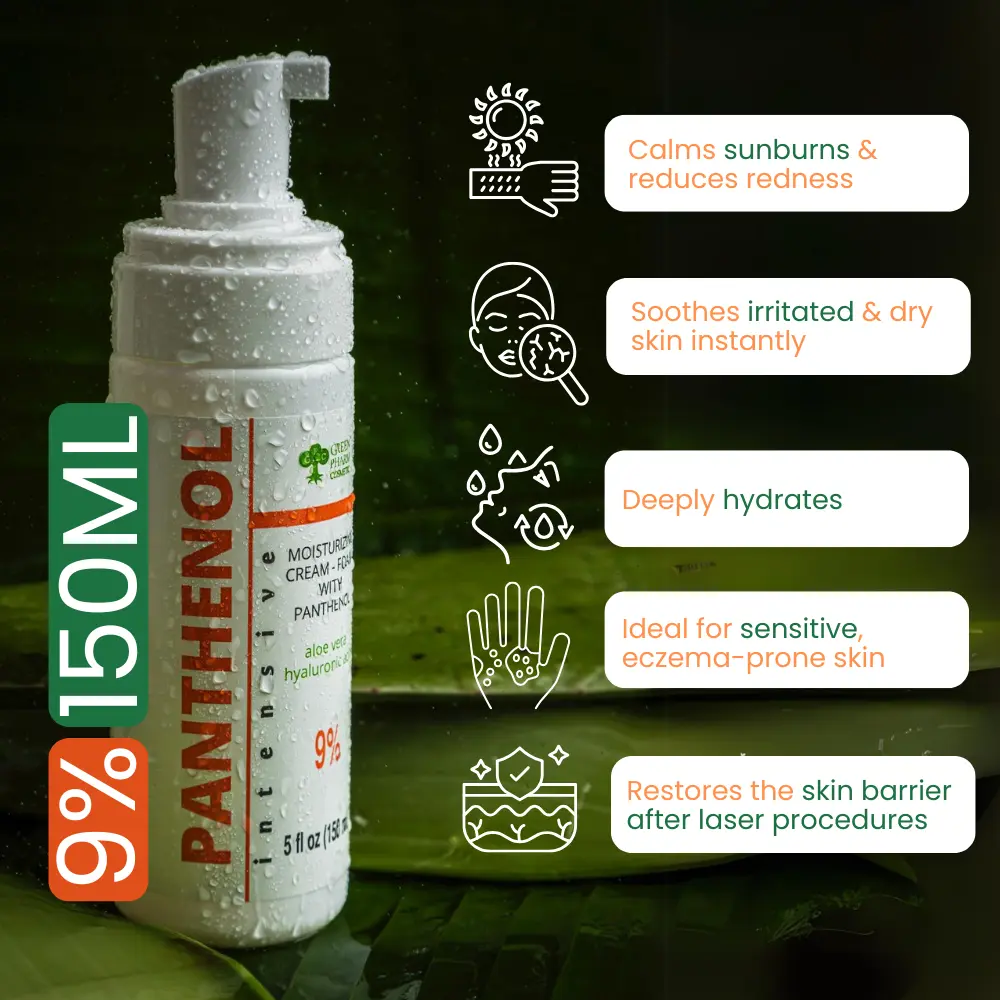 9% Panthenol Foam After Sun & Instant Redness Relief| Barrier Repair with  Aloe & Hyaluronic