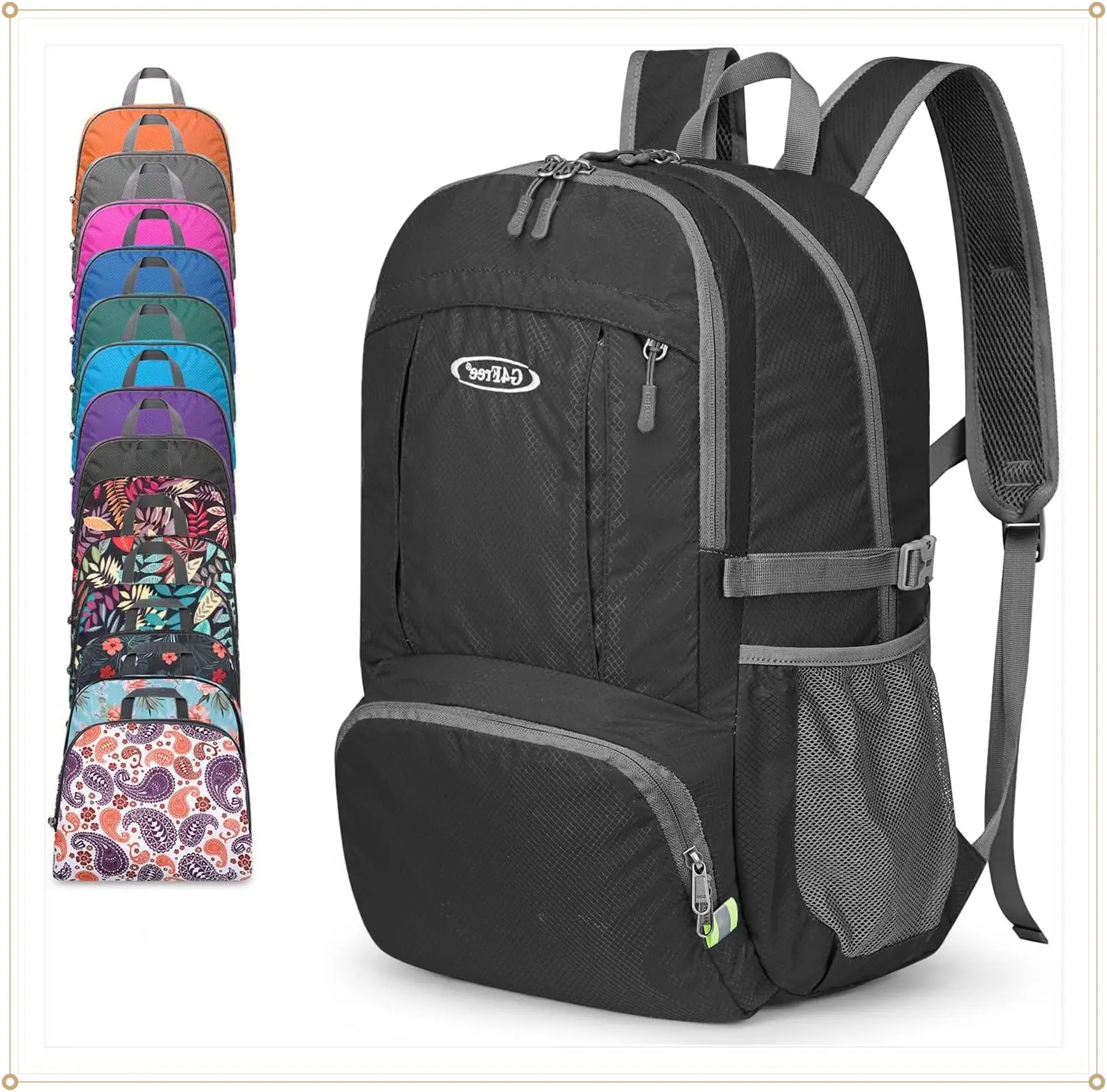 G4Free 40L Lightweight Packable Hiking Backpack, Waterproof Travel Daypack | Water-Resistant Polyamide, Size: 18.9*12.9*9.4inch(L*W*H), 100% Waterproof Wet Pocket, Travel, Climbing, swimming (black)Gift