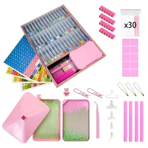 Diamond Painting Tool Kit Set, Storage Box for Diamond Painting Supplies, Portable Organizer for DIY Cross Stitch Projects