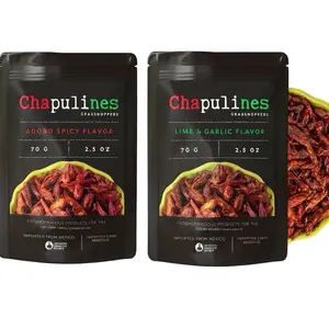 Chapulines From Oaxaca 2 Oz Duo | Natural & Adobo Premium Toasted Edible Grasshoppers Duo - Always Fresh & Delicious Mexican Snack | Imported from Mexico