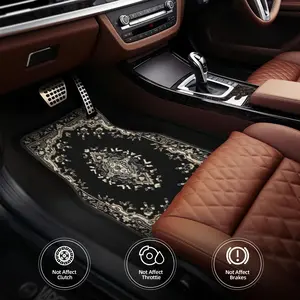 4Pcs retro European pattern printed car floor mat, GM mat is suitable for all seasons, suitable for cars, SUVs, Christmas gifts for men, women, car interior accessories