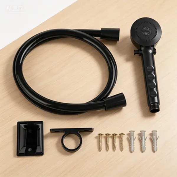 Outdoor RV Shower Head Kit with Hose - Non-Metallic Handheld Shower Head with Pause Function - Replacement Shower Kits for Travel Trailers, Fifth Wheels, Motor Homes, Campers, Boats, Black