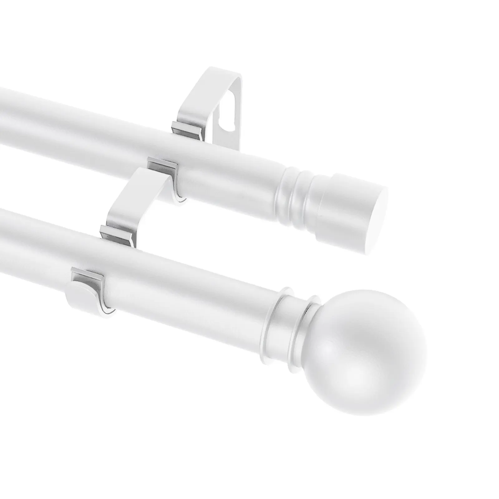 Double Curtain Rods for Windows, 2 Poles & Brackets, 5/8 Inch Metal Drapery Rod, Curtain Rod Set, Curtains Rods, Ideal for Living Room, Bedroom, Kitchen, Bathroom