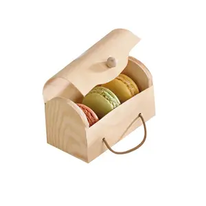 212 MAIN Wood Box for 3 Macarons, Rectangle Storage Box with Latch, Window, Insert, 4.2x3x2.25 in. Home Organizer