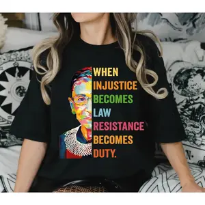 [100% Cotton] T - Shirt With "WHEN INJUSTICE BECOMES LAW, RESISTANCE BECOMES DUTY" Quote And Iconic Graphic, A Social - Justice Statement Tee, Perfect For Activists And Advocates Of Equality, Featuring A Powerful, Meaningful Desi T-Shirt For Men And Women