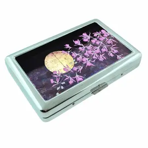 Moon and Blooms Silver Metal Case Card Holder Wallet