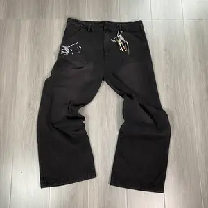 Zoro "Nothing Happened" Jeans and Gift Key Embroidered Anime One Piece Jeans Unisex Length and Width Menswear Pants Streetwear