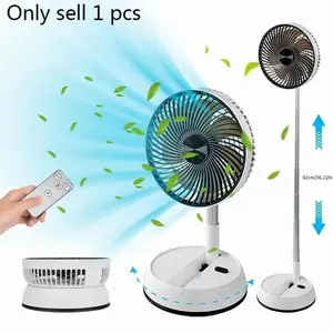 Fodable Portable Oscillating Travel Fan, Adjustable Fan, Battery Operated Rechargeable USB, Floor Table Desk Fan with Remote, 3 Speed Settings Pedestal Fan for Home Bedroom Office Camping, 8"