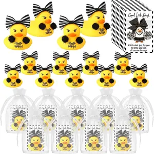 Liliful 20 Set Cheer Team Gifts Bulk Cheerleader Rubber Ducks with Bows Party Favors Ducks with Positive Cards for Cheerleaders Competition Graduation Party Goodie Stuffers(Black)