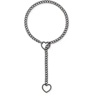 2Pcs Heart O-ring Slip Chain Necklace for Women, Handmade Punk Gothic Cuban Necklace Jewelry Adjustable Lariat Y-Necklace,Car Interior Accessories