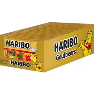 HARIBO Goldbears, variety of five fruity flavours Lemon (yellow), Orange (orange), Pineapple (white), Raspberry (red), and Strawberry (green) lunch, snacks, Sweet Treats 2 oz 24 packs Candy Bonbon