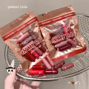 8-color portable mini lipstick pack. Soft matte finish with moisturizing effect. One swipe brightens complexion, comfortable all-day wear. Great for touch-ups and perfect festival beauty gifts.