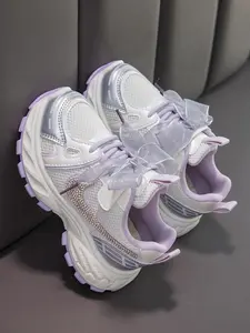 Breathable Dad Shoes Summer New Korean Style Girls' Sports Sneakers Soft Bottom Bow Running Shoes Trendy Trainers Casual Trainers