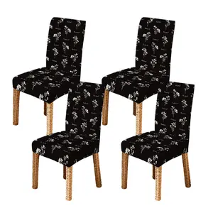 4/5/6/7pcs Floral Script Harmony Dining Chair Slipcover And Tablecloth Set, Simple Setup & Care, Perfect for Outdoor Dining, Home Decor, Festivals, Restaurant & Ideal Gift