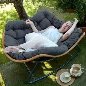 Outdoor Camping Rocking Chair & Lounger- Single Oversized Padded Seat with Extra Thick Cushion, Easy Assembly.