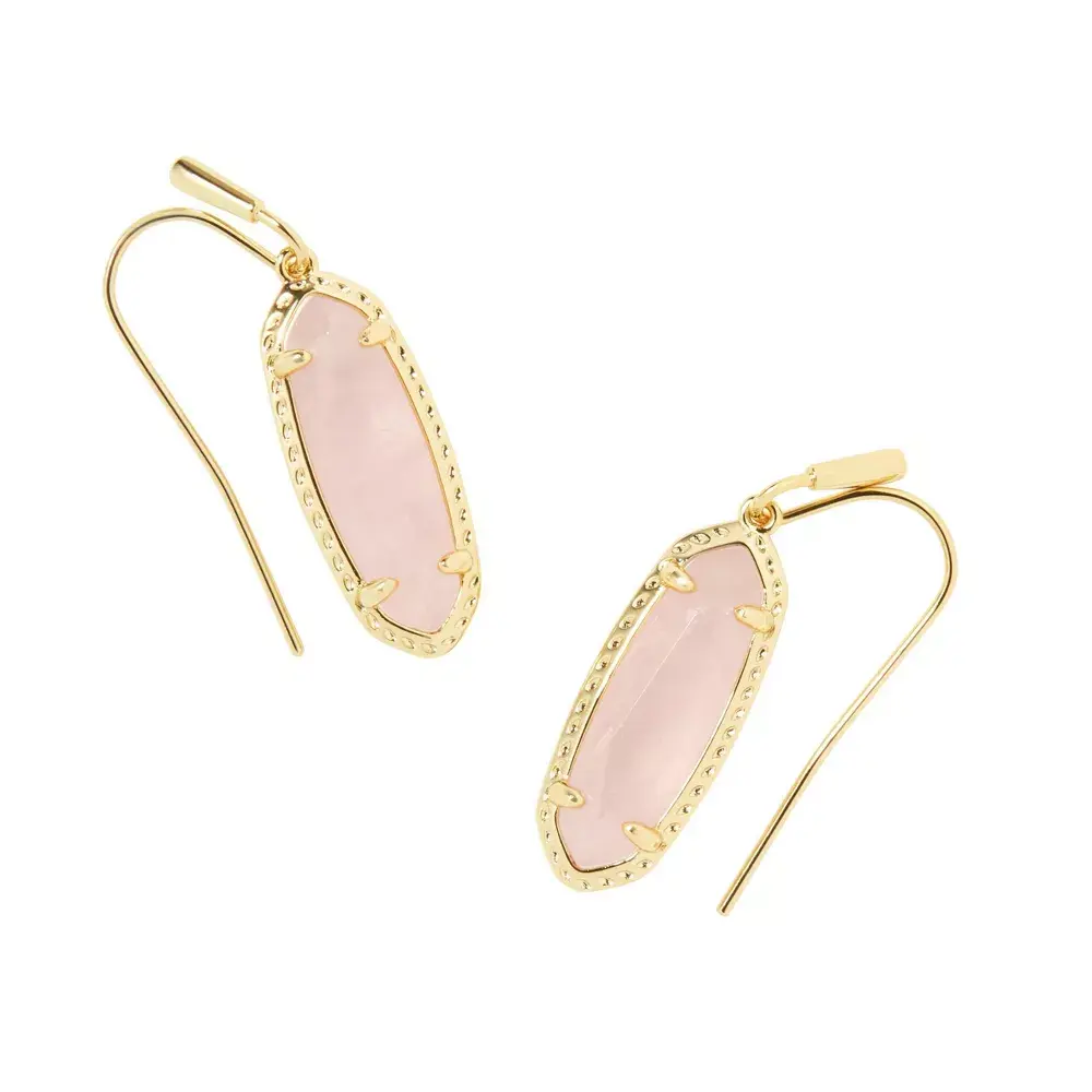 Kendra Scott Eva 14K Gold Over Brass Drop Earrings - Rose Quartz: Statement Jewelry French Wire Closure