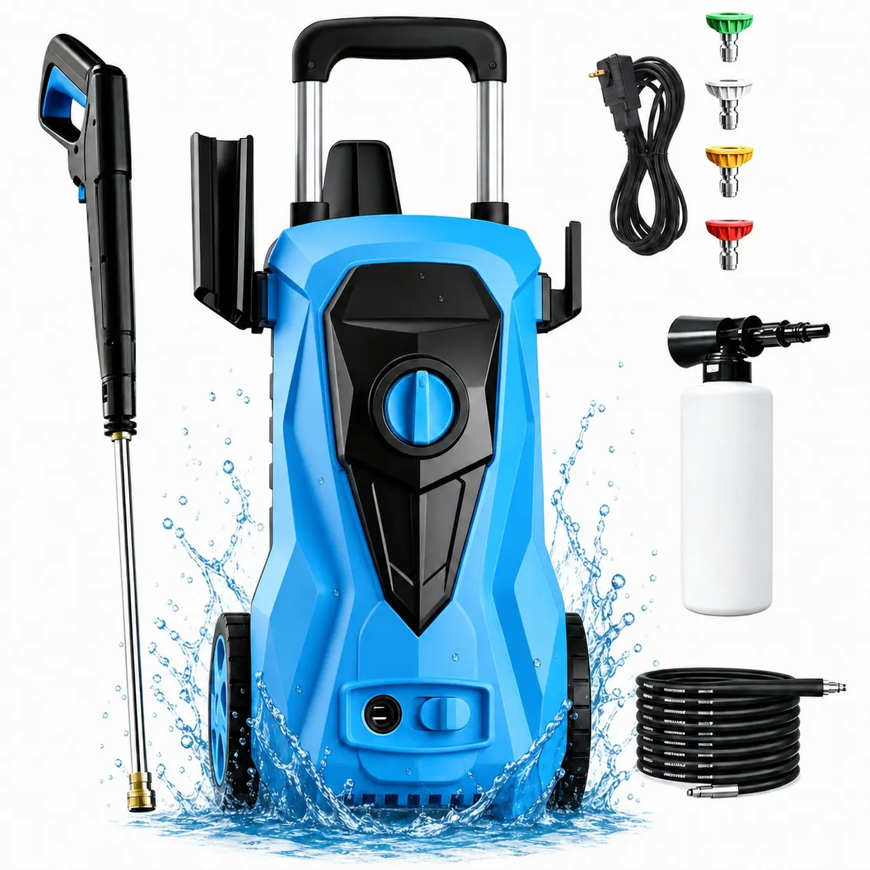 Electric Pressure Washer 2600PSI 2.6GPM, Versatile Cleaning, All-Around Cleaning Performance, with 4 Adjustable Nozzle, 500ML Soap Tank, Stainless Steel Lance, Total Stop System for Home, Patio, Garden, Outdoor, Car, Yard Cleaning