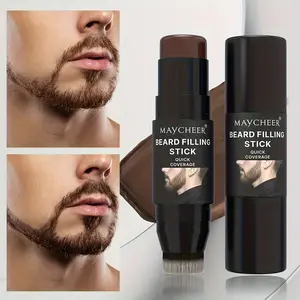 1 Men's Beard and Hair Dyeing Stick, Long-lasting Sweat-proof and Waterproof, 4-Color Optional, Beard Repair Filler Stick, Men's Cosmetics, Double Head with Brush Head, Suitable for Any Skin Type