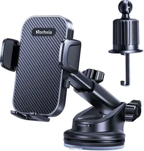 Rorhxia [Military-Grade] 3-in-1 Phone Holders for Your Car 2025 Most Stable Flexible Suction Cup Vent Dashboard Windshield Cell Phone Mount Car Fit for All Phones iPhone Samsung