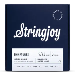 Stringjoy 9-72 8-String Balanced Super Light Gauge Signatures - Nickel Wound Electric Guitar Strings