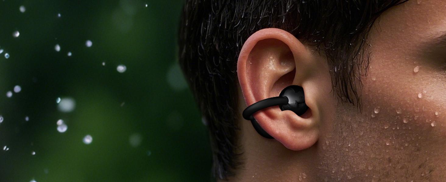 Clip-On Earbuds, Lightweight Comfort with Anti-Drop Design Open Ear Earbuds Bluetooth 5.4, 50H Battery Open Ear Headphones, Waterproof, Perfect for Glasses Wearers, Sports and Workouts