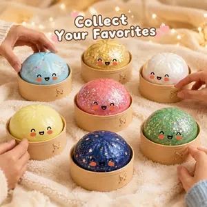 Glitter Dumpling Squishies, Cute Bao Bun Slow-Rising Fidget Toy with Steamer, Soft Stress-Relief Squeeze Party Favor for Festive & Home Supplies