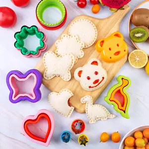 48Pcs Cute Shapes Sandwich Cookie Cutter Set Food Picks Fruit Vegetable Cutter for Kids Bento Box Lunch Box School Meal Accessories