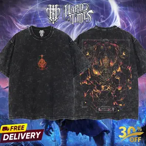 Men's Unisex Oversized Elden Ring Libra Creature of Night Boss Digital Print Crew Neck T-Shirt - Acid Washed Heavyweight Soft Cotton Fabric, Street Style, Retro Vintage, Seamless Tweed Accent, Anime Manga Merch, Gift for Anime Fans