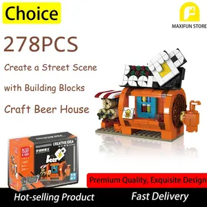 278-piece new street scene building block beer house mini creative compatible with LEGO buildable desktop role-playing toy birthday gift