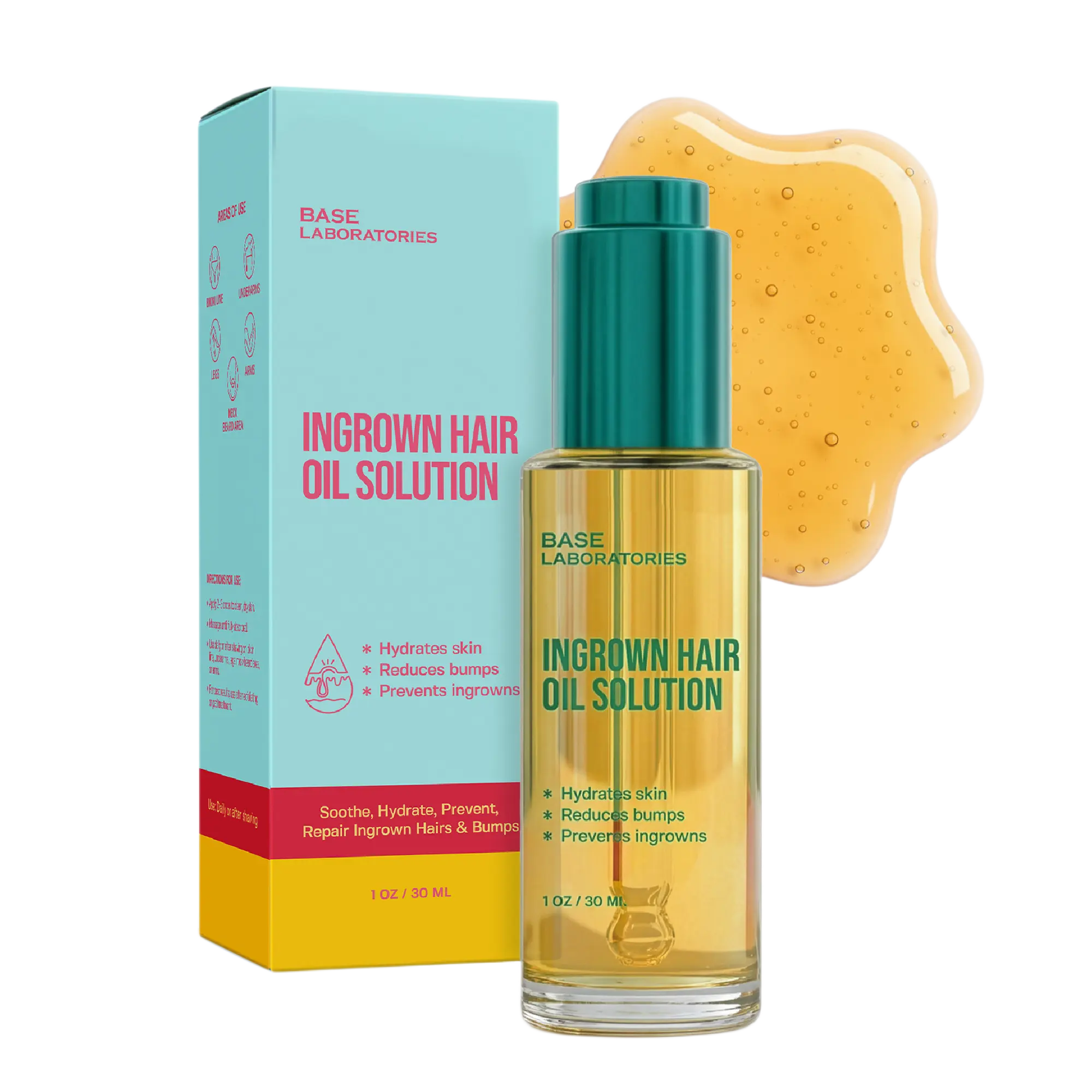 Base Laboratories Ingrown Hair Oil Solution for Bikini Line Underarms & Legs with Tea Tree Jojoba & Botanical Oils Helps Prevent Hairs Razor Bumps & Post Shave Irritation