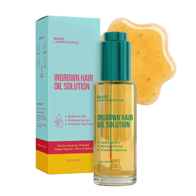 Base Laboratories Ingrown Hair Oil Solution for Bikini Line Underarms & Legs with Tea Tree Jojoba & Botanical Oils Helps Prevent Hairs Razor Bumps & Post Shave Irritation