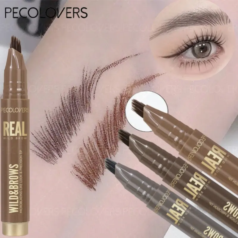 Waterproof Eyebrow Pen Quick-Dry with Natural Fluffy Brow Strokes Shape-Fixing Liquid Brow Marker Sweat-Proof & Fade-Resistant Brow Tint Cosmetic Eyebrow Pencil With Hair Like Strokes