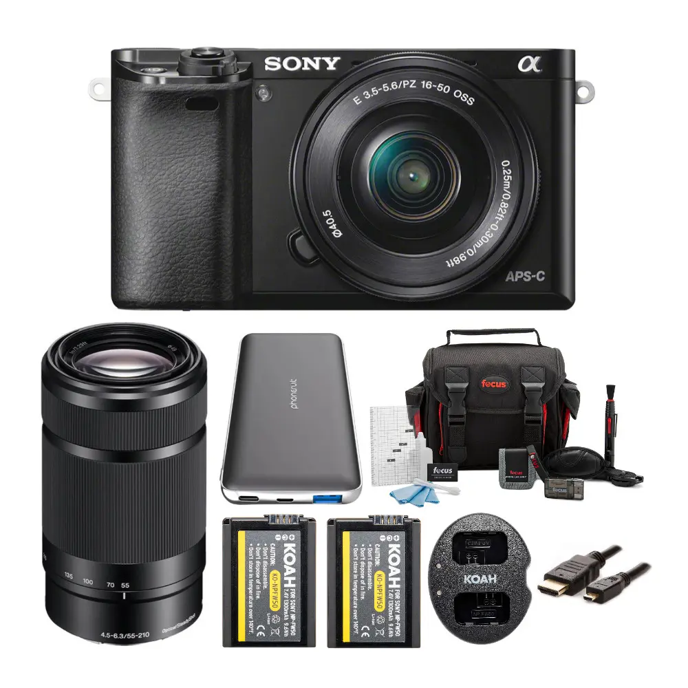 Sony Alpha a6000 Mirrorless Digital Camera with 16-50mm and 55-210mm Lens Bundle