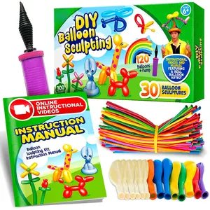 DIY Balloon  Kit for Beginners. Fun Twisting  Modeling Activity for Party. Makes 30+ Sculptures, Pump and Manual Included.  for, Teens Boys and Girls. 120 count.