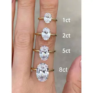 925 Sterling Silve Gorgeous Shiny 1-8CT Zircon Oval Stone Ring For Women Engagement Wedding Luxury High Quality Fine Jewelry