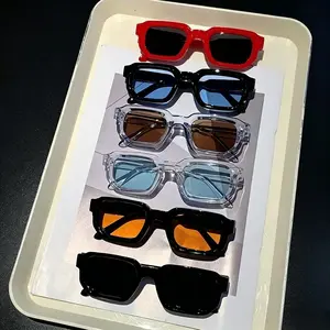 6-Pack Vintage Rectangle Sunglasses for Men & Women – Retro Fashion Eyewear with UV400 Protection, Stylish Luxury Design Glasses for Summer, Travel & Outdoor Use