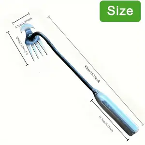 [1pc Metal Weeder] 1pc Metal Manual Weeder |   Ergonomic 4-Claw Stand-Up Weed Puller, Multi-Functional Uprooted Weeding Rake for Lawn & Garden Maintenance, Durable No-Electricity Required Weed Remover