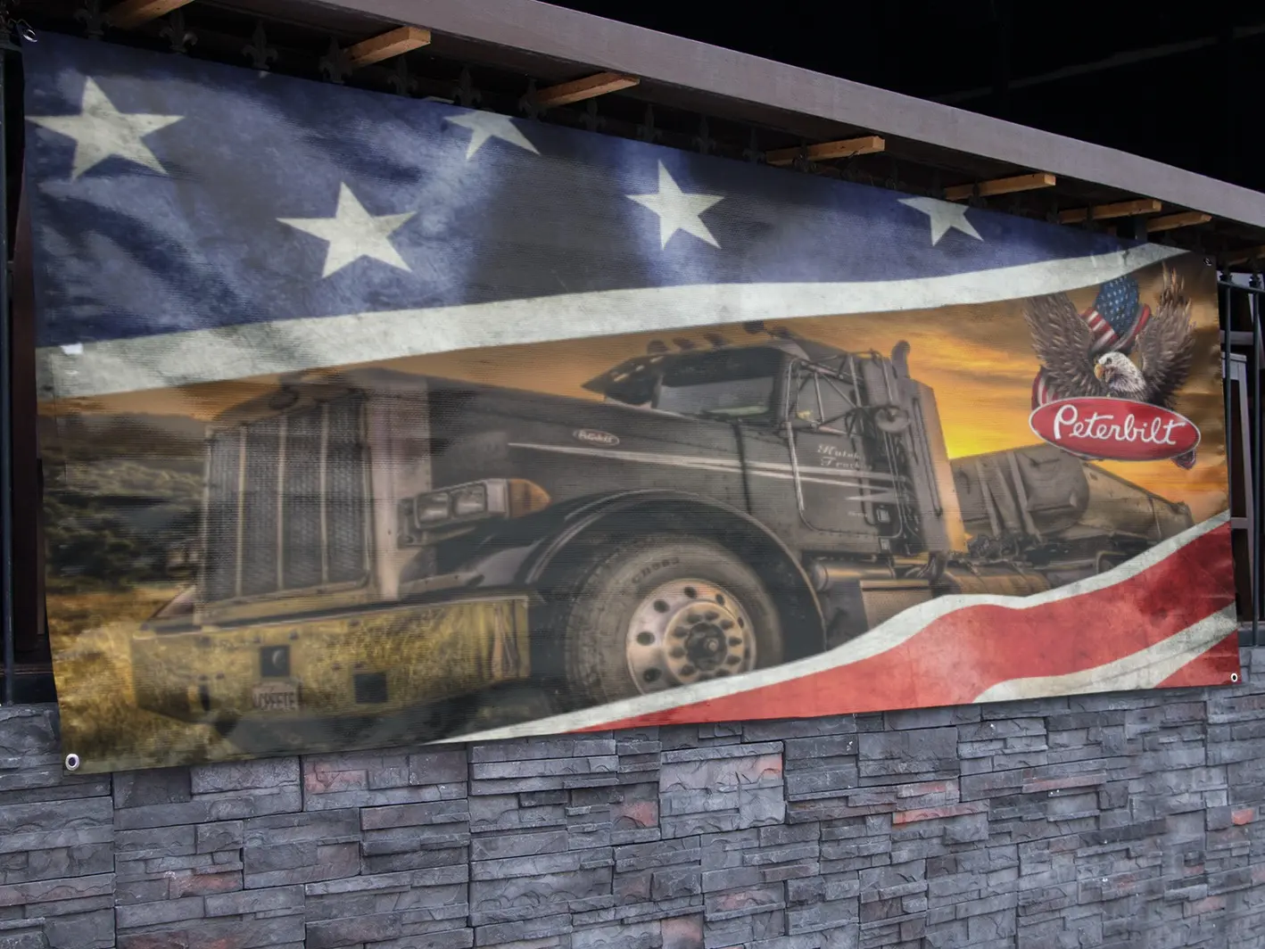 Peterbilt American Flag Semi Banner - 2.5ft x 5ft