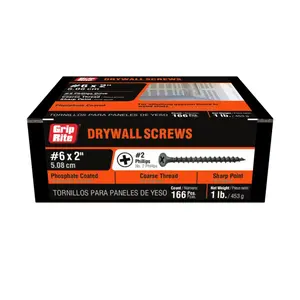 GRIP-RITE 2CDWS1 #6 x 2 in. #2 Phillips Bugle Head Coarse Thread Drywall Screws (1 lb.) (166/Pack)