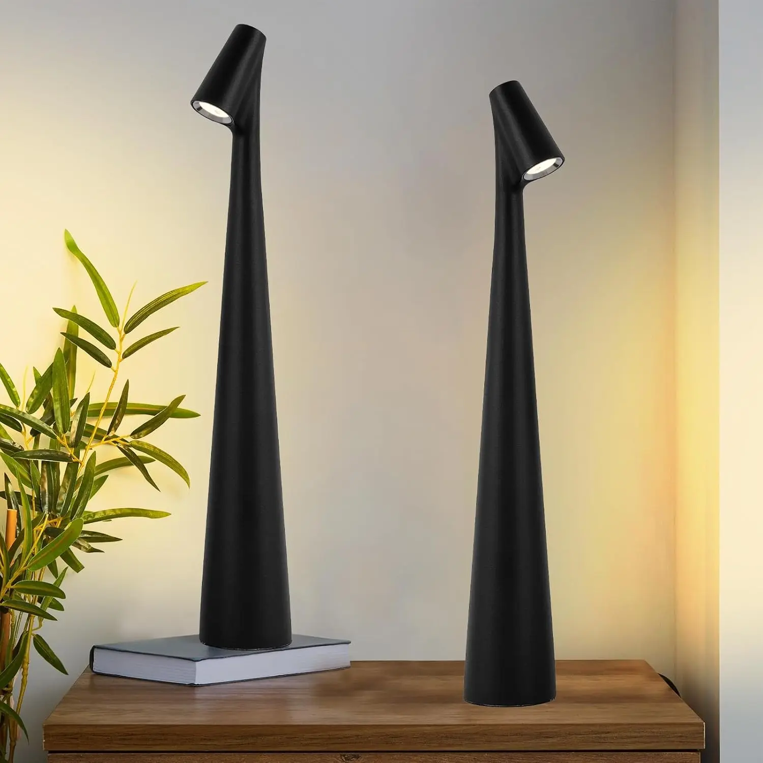3-Level Dimmable Wireless Soft Metallic LED Table Lamp with USB Port, Rechargeable Minimalist Abs Table Lamp for Office Desks, Outdoor Use, Precise Lighting Control, Table Lamps